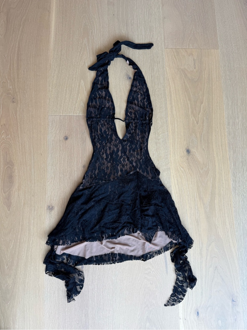 I.AM.GIA Black Lace Halter Mini Dress